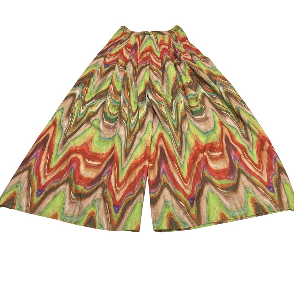 Tie Dye Wide Flare Leg Pant‎ High Waist Watercolor Size M Groovy 70s Rave